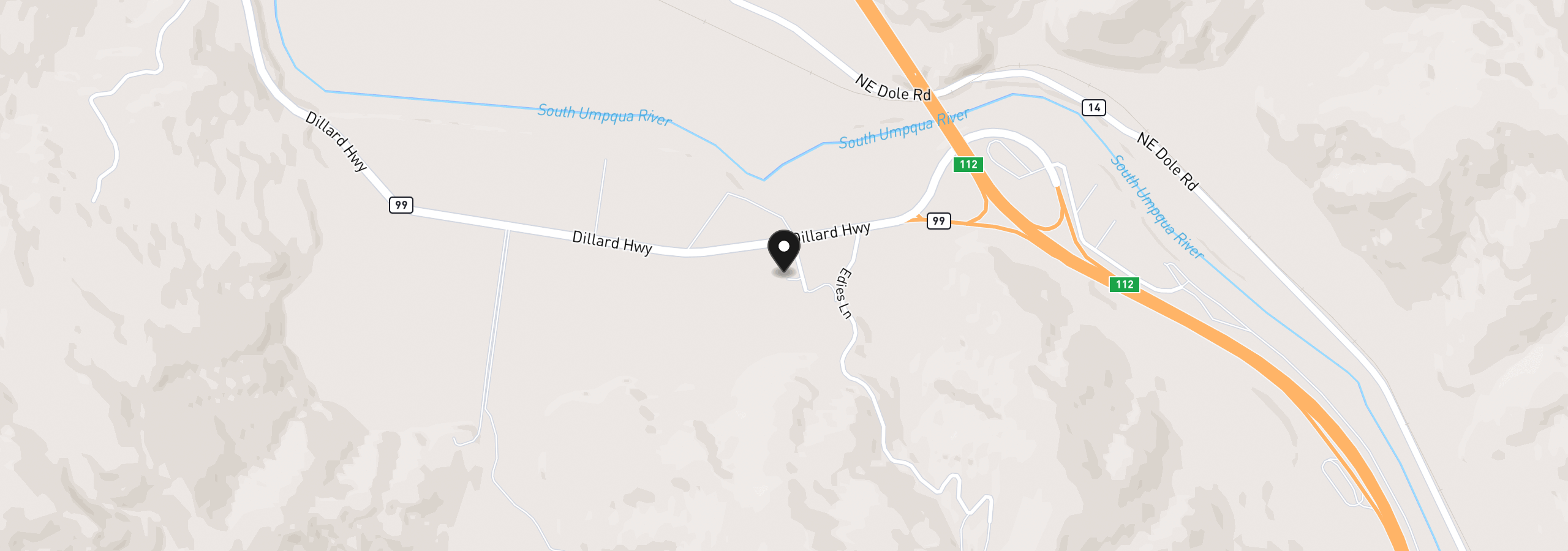 Map showing the location of 161 Vintage Ln, Myrtle Creek, OR 97457