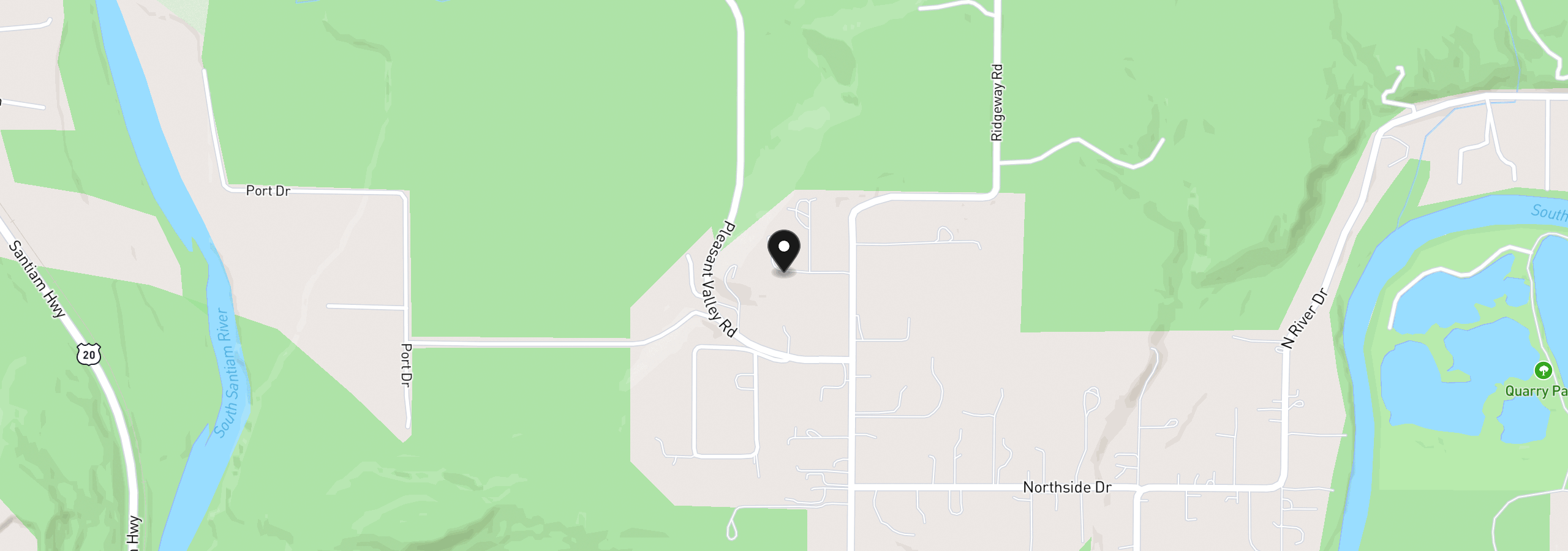 Map showing the location of 0 (TL 207) Ridgeview Ln, Sweet Home, OR 97386