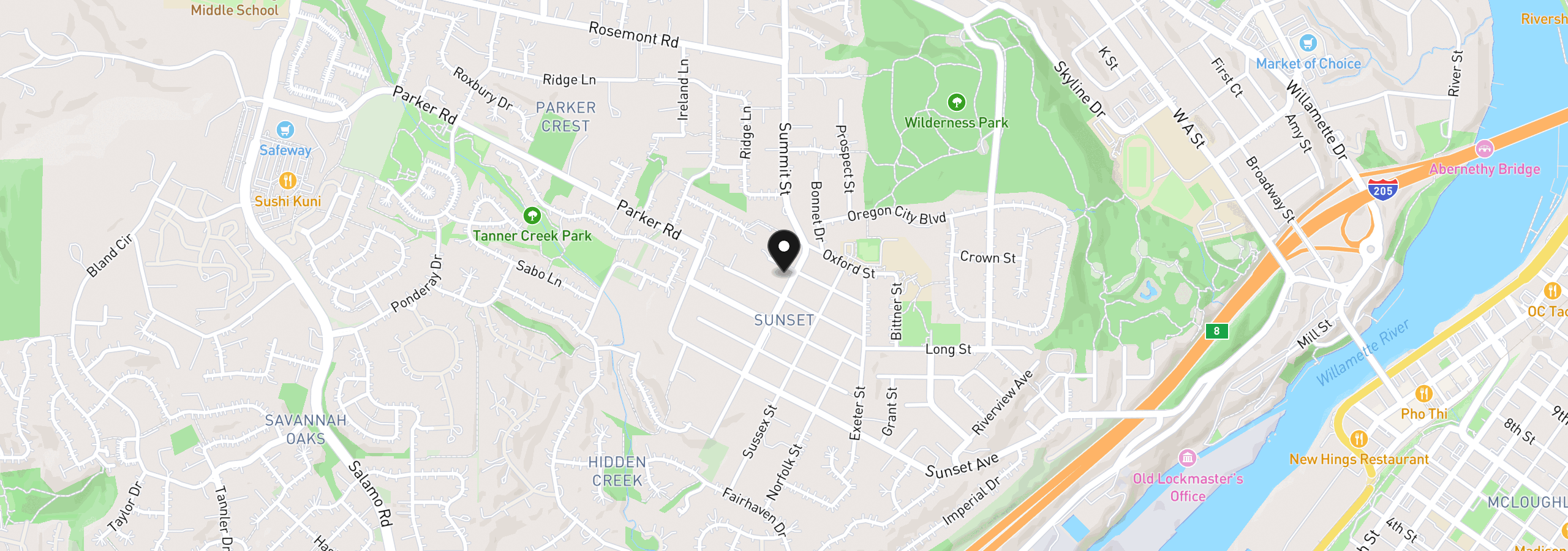 Map showing the location of 4686 Cornwall St, West Linn, OR 97068