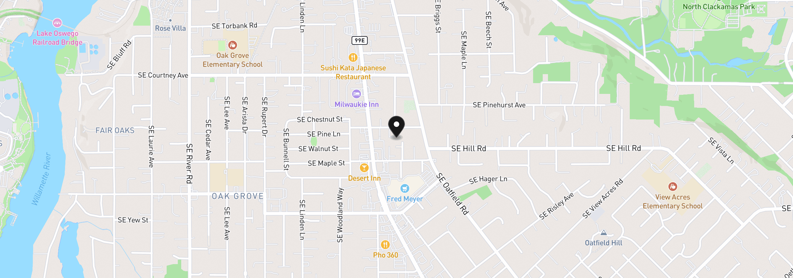Map showing the location of 3116 SE Chestnut St, Milwaukie, OR 97267