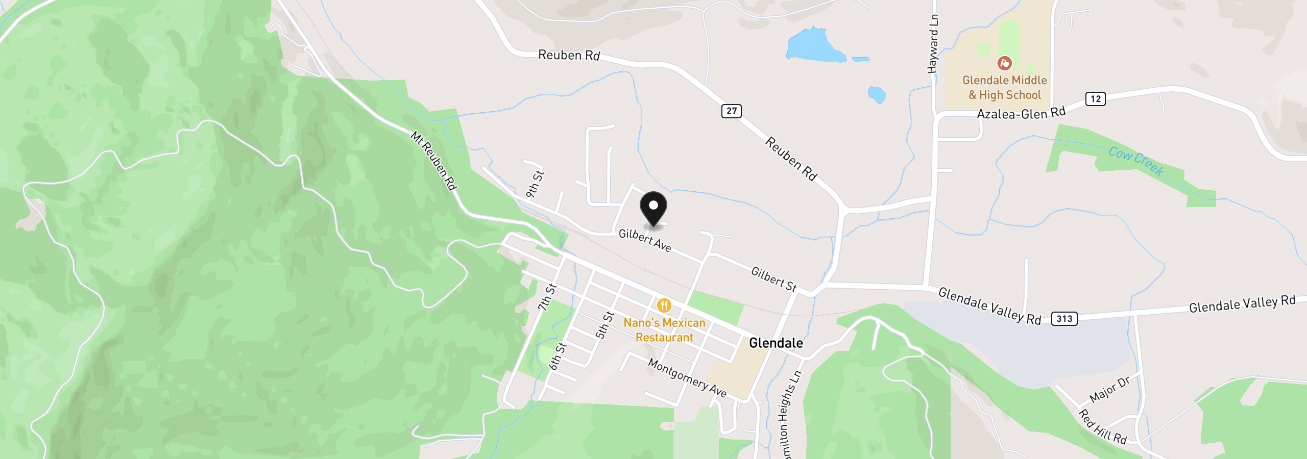 Map showing the location of 107 Gaddis Ln, Glendale, OR 97442