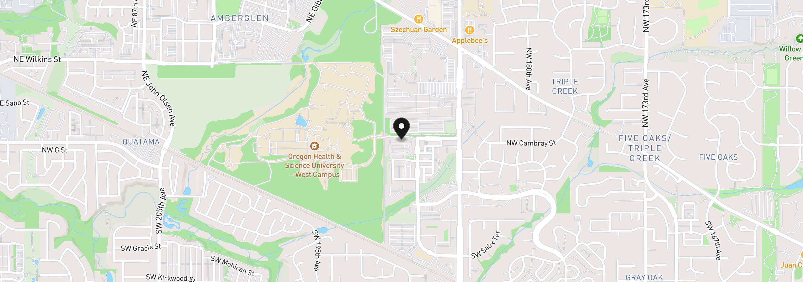 Map showing the location of 10525 NE Cedar Falls Loop, Hillsboro, OR 97006