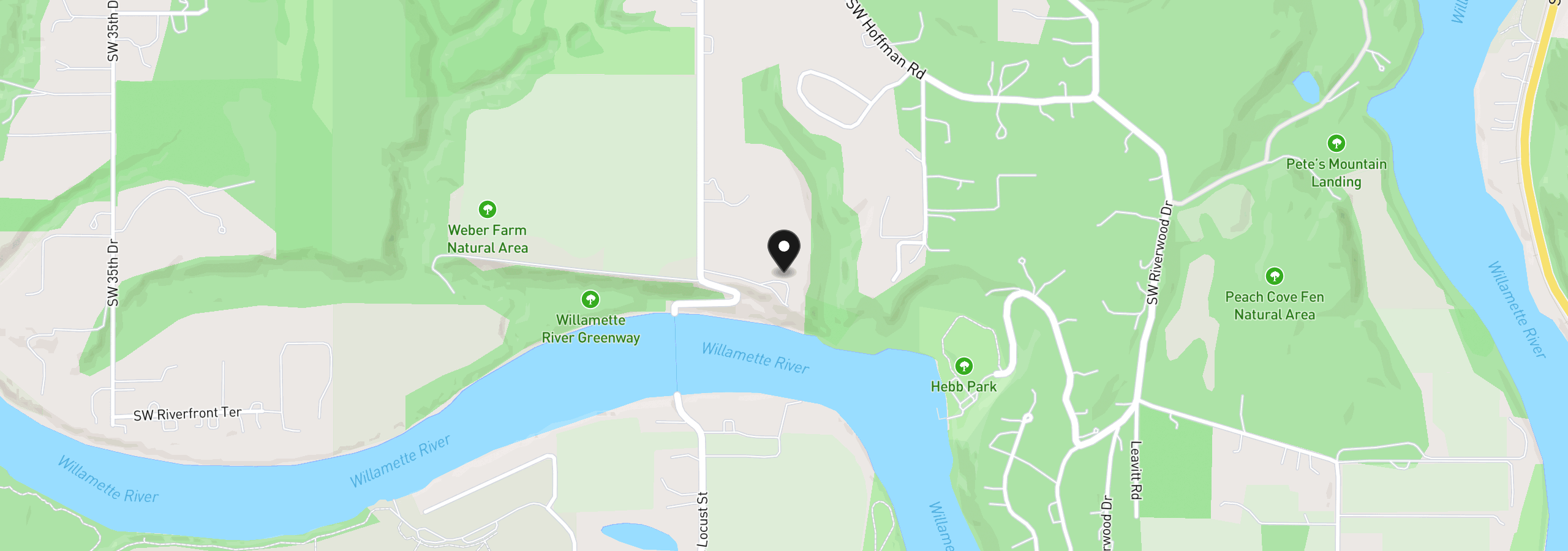 Map showing the location of 30100 SW Mountain Rd, West Linn, OR 97068