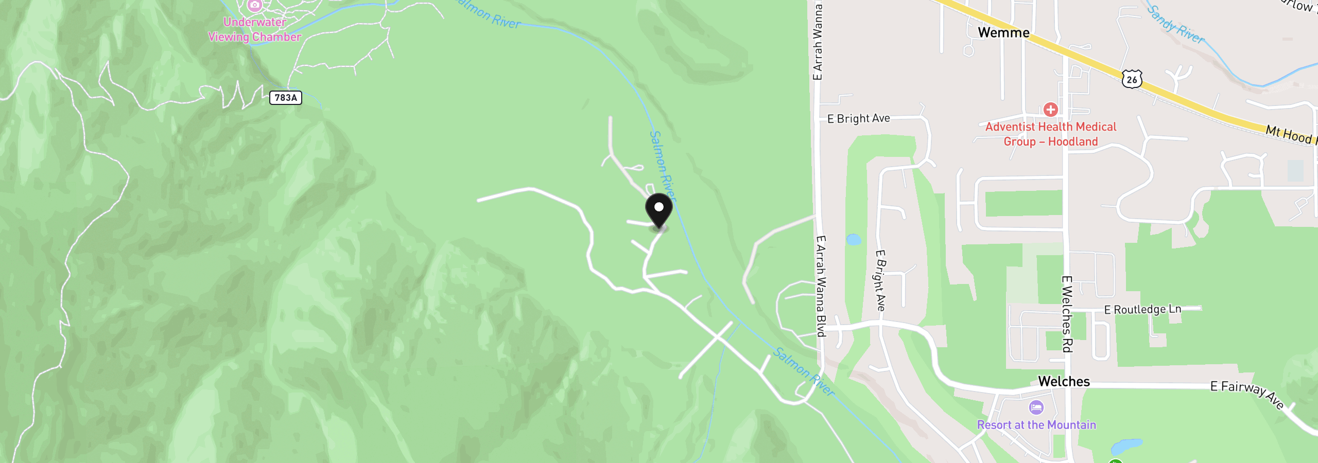 Map showing the location of 24990 E Tillicum St, Welches, OR 97067