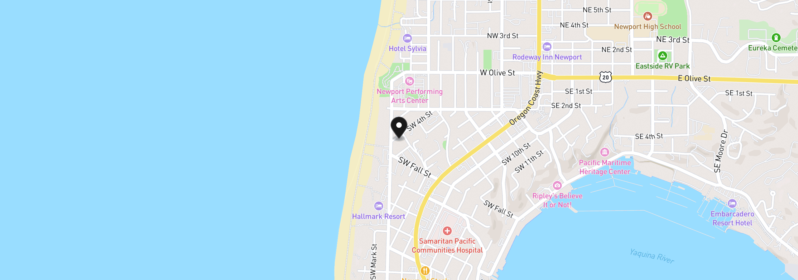 Map showing the location of 4000 SW 4th St, Newport, OR 97365