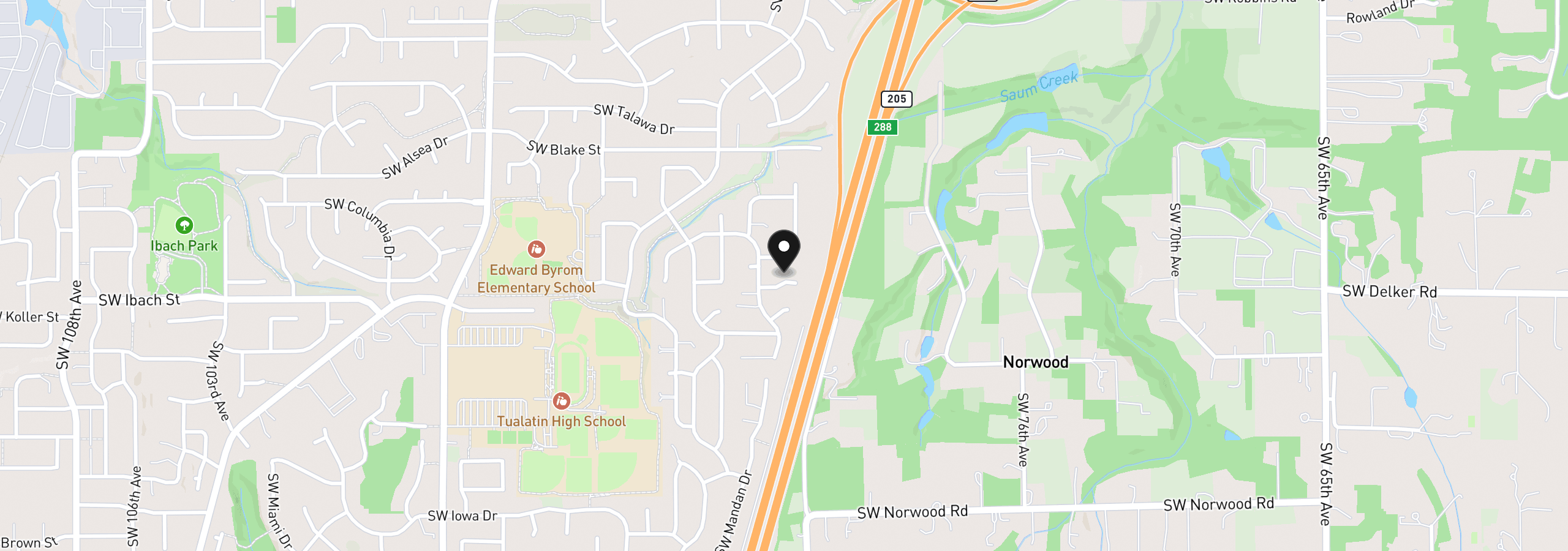 Map showing the location of 8175 SW Lummi St, Tualatin, OR 97062
