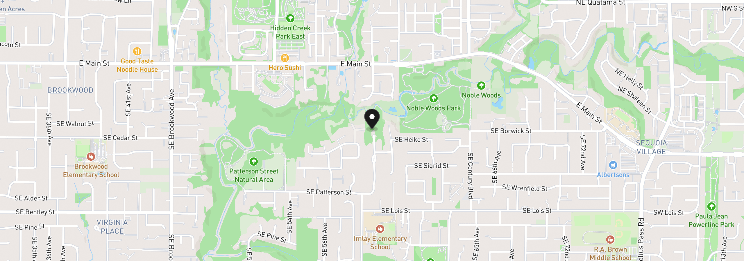 Map showing the location of SE 59th Ct, Hillsboro, OR 97123