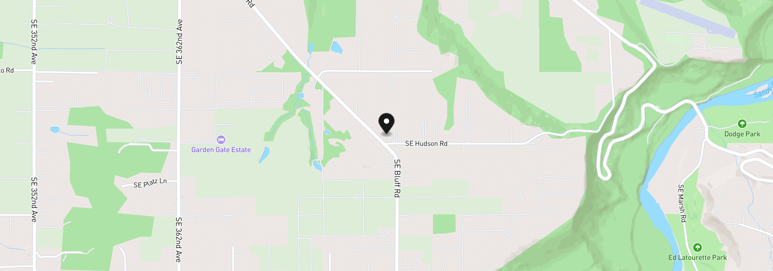Map showing the location of 37675 SE Hudson Rd, Boring, OR 97009