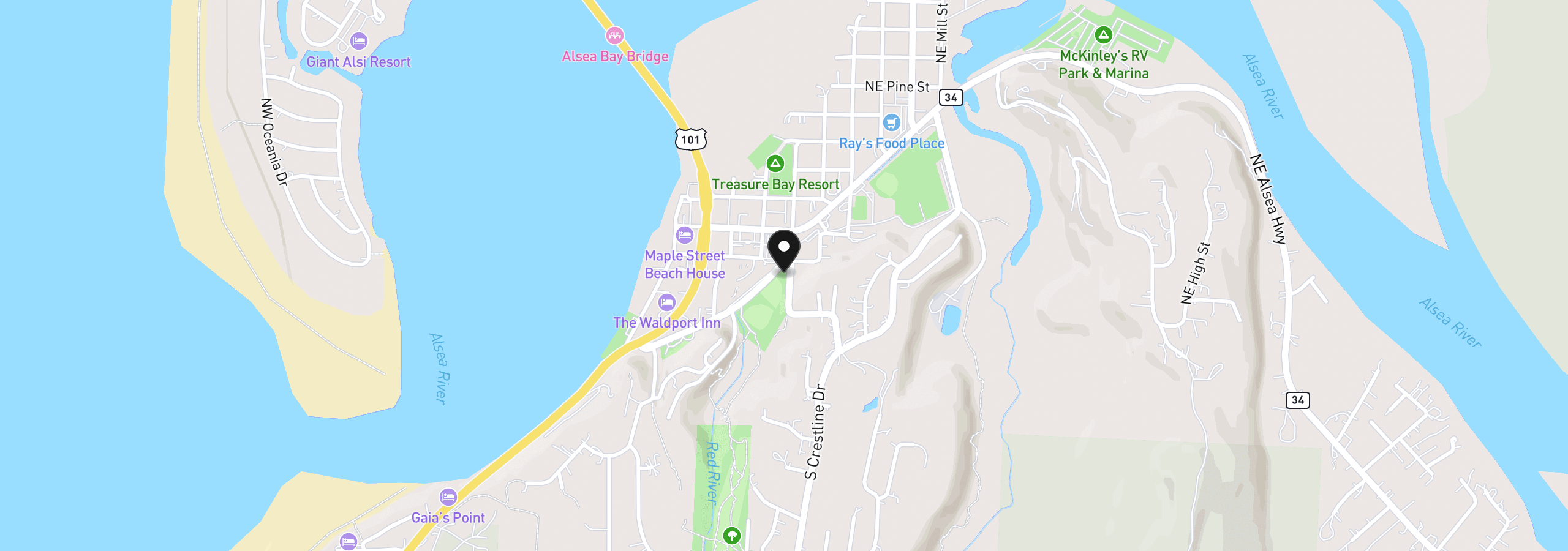 Map showing the location of 500 Cedar, Waldport, OR 97394