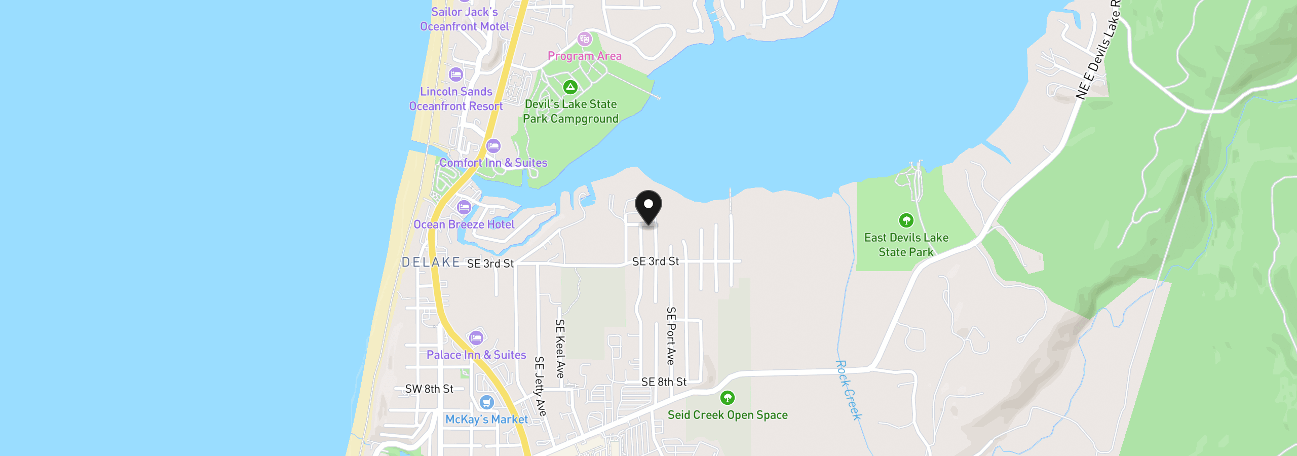 Map showing the location of 1822 SE 2nd St, Lincoln City, OR 97367
