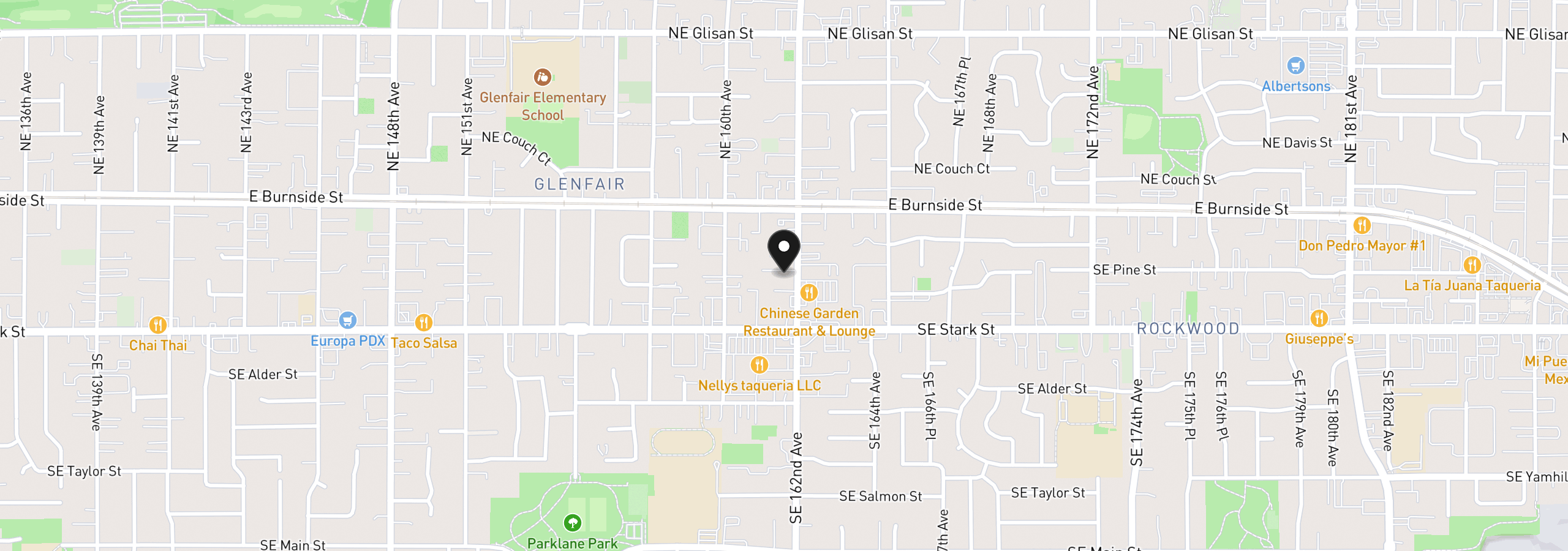 Map showing the location of 319 SE 162nd Ave 319, Portland, OR 97233
