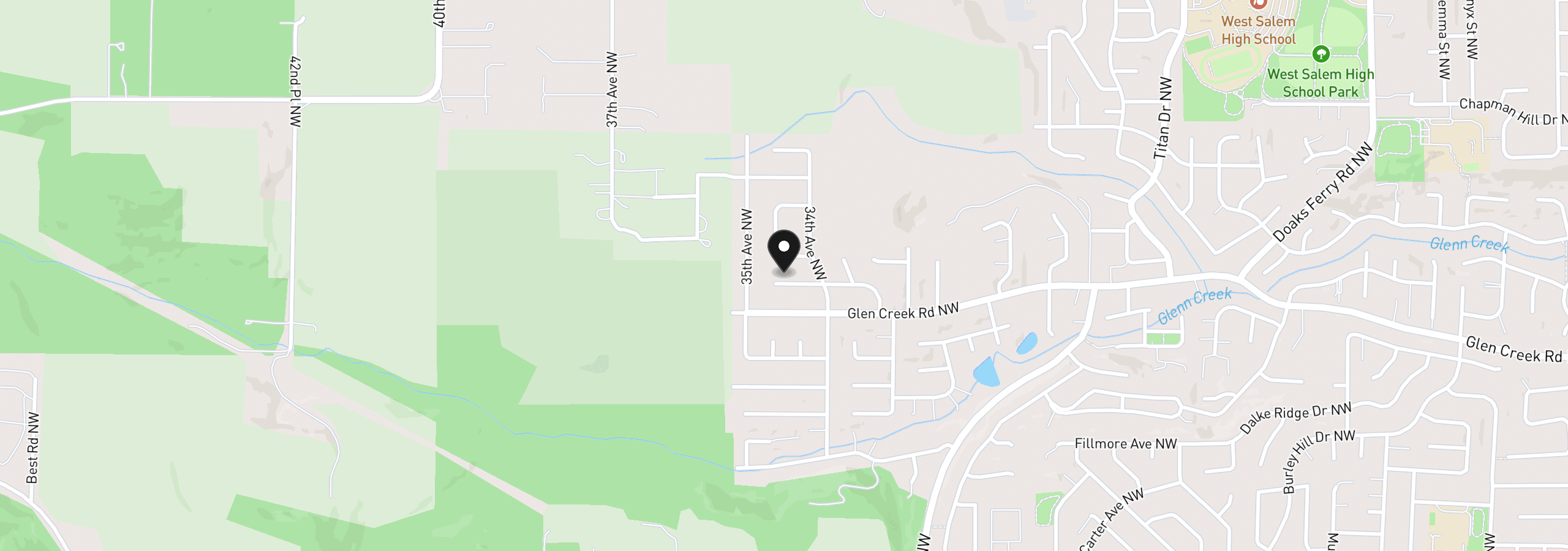 Map showing the location of 3457 Champlain Ct, Salem, OR 97304