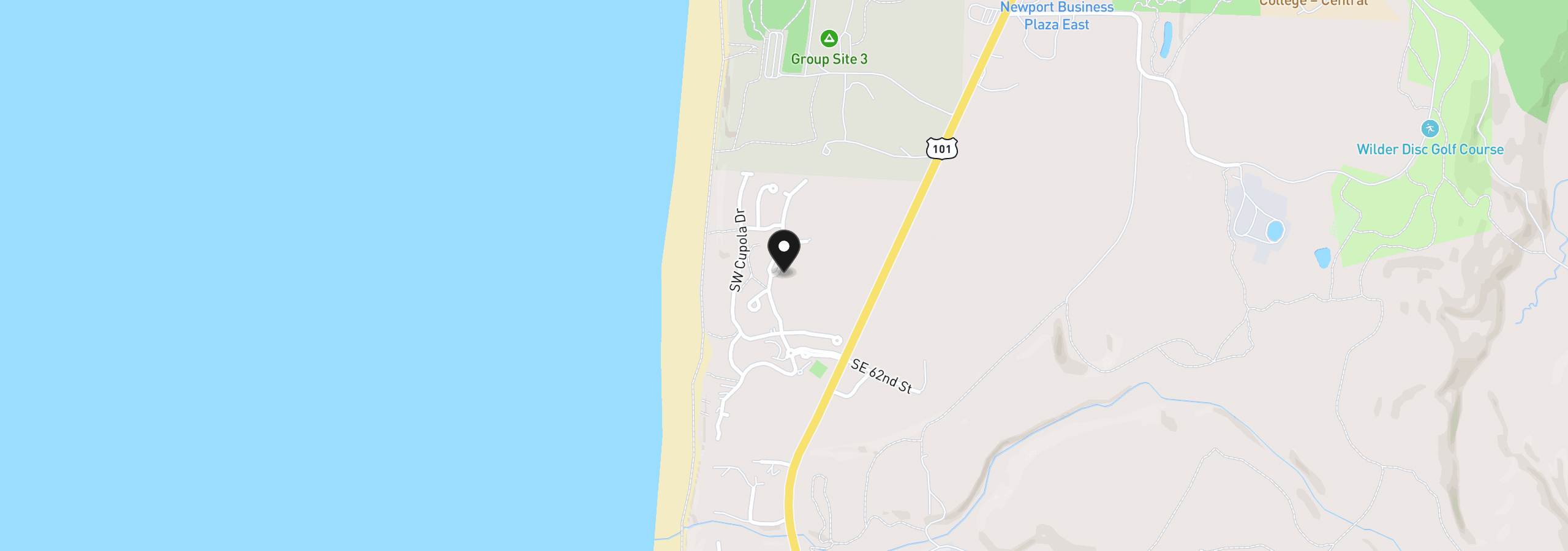 Map showing the location of 5945 SW Arbor Dr, South Beach, OR 97366