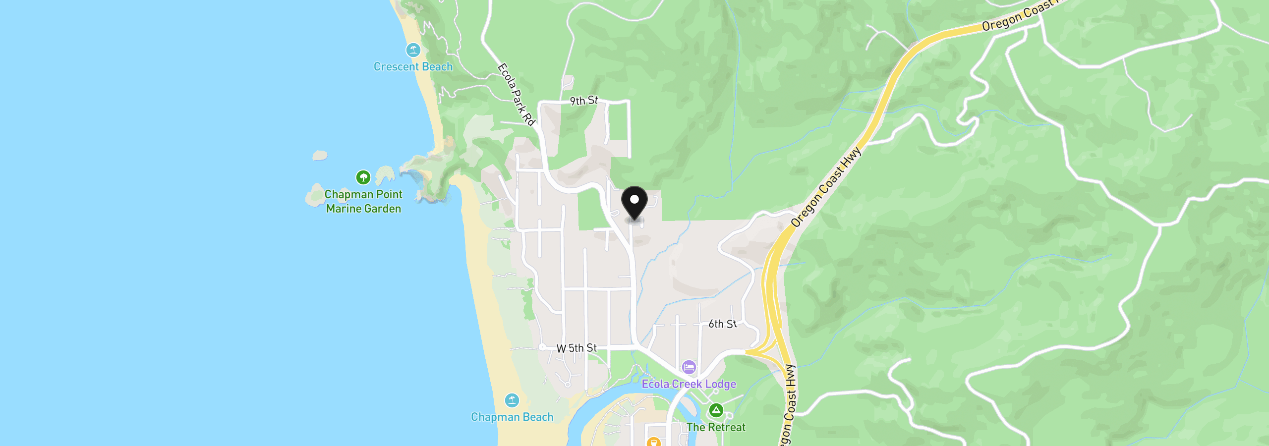 Map showing the location of 740 Monica Ct, Cannon Beach, OR 97110