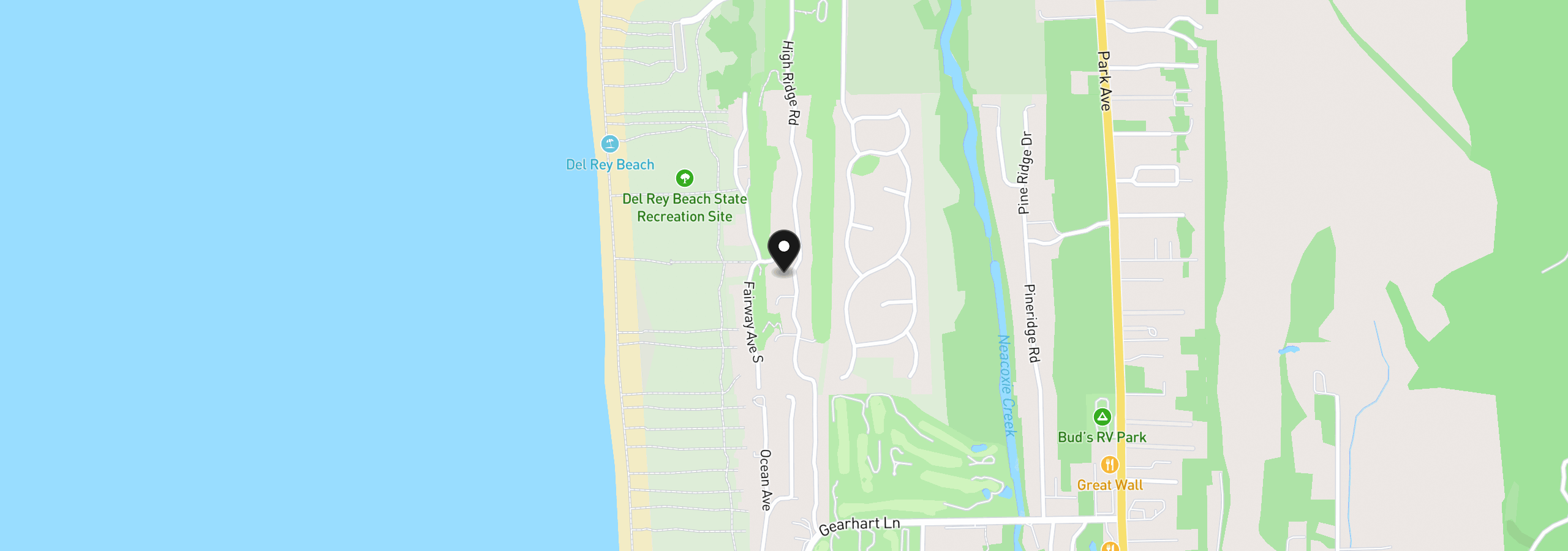 Map showing the location of 4810 High Ridge Rd, Gearhart, OR 97138