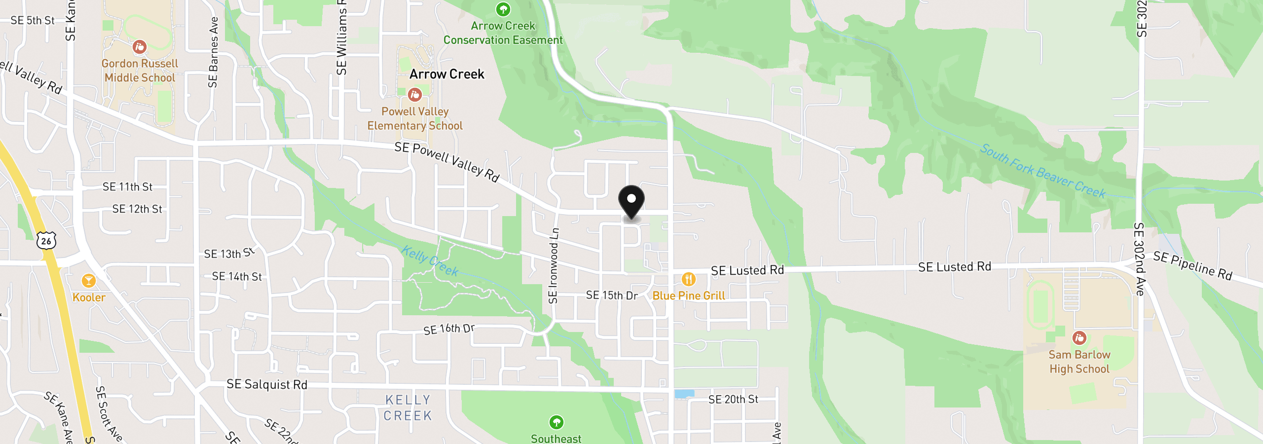 Map showing the location of 5828 SE 12th, Gresham, OR 97080