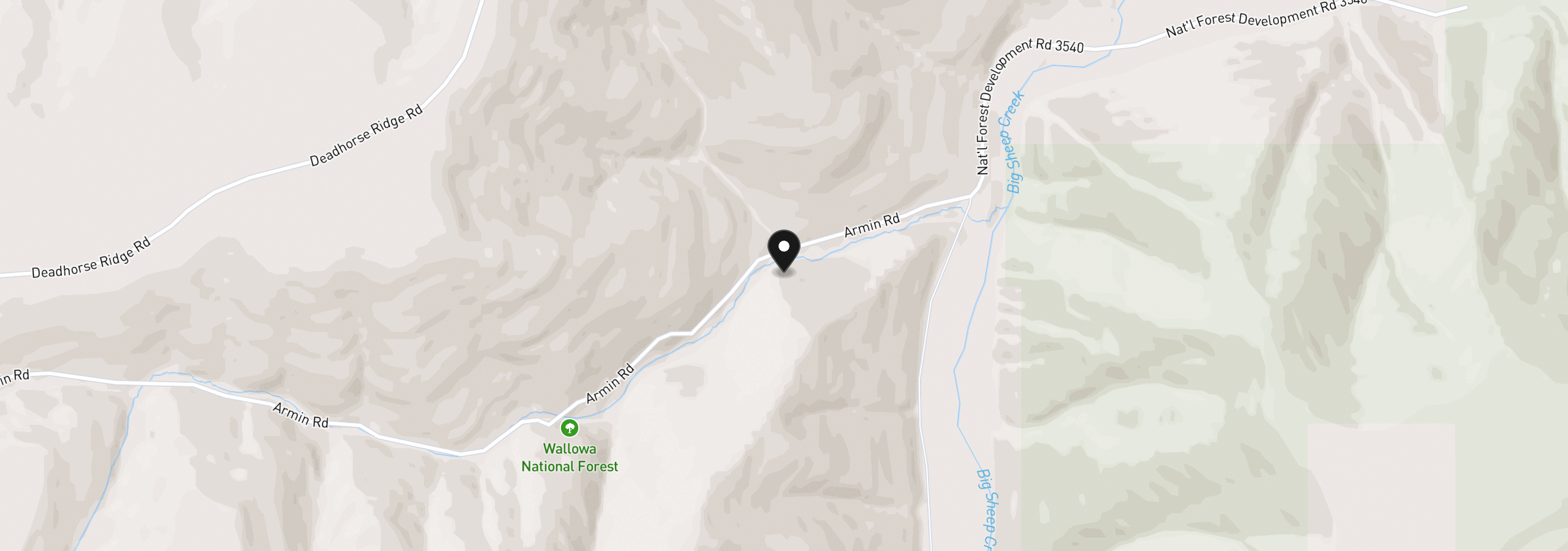 Map showing the location of 1 Armin Rd, Joseph, OR 97846