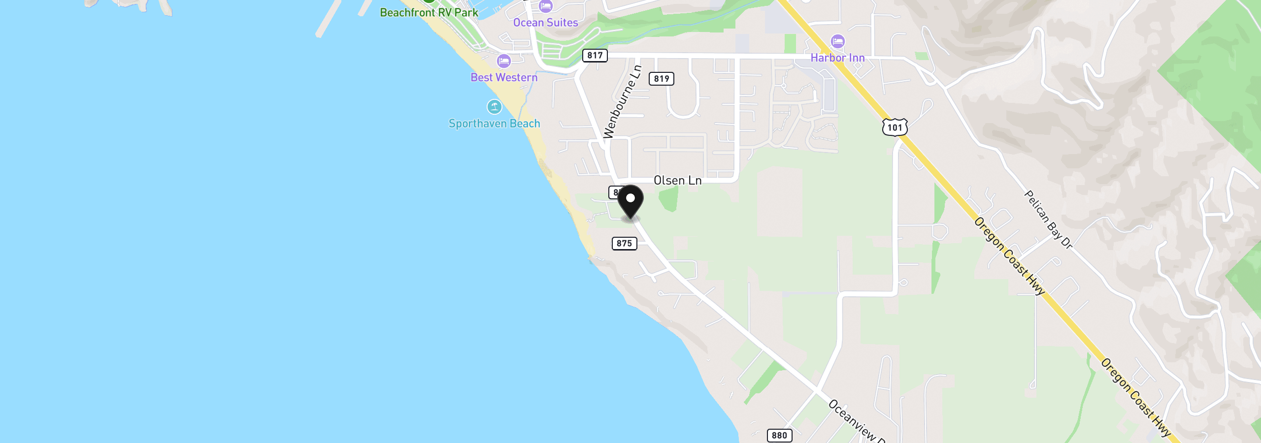 Map showing the location of 97972 Sea Breeze Way, Brookings, OR 97415