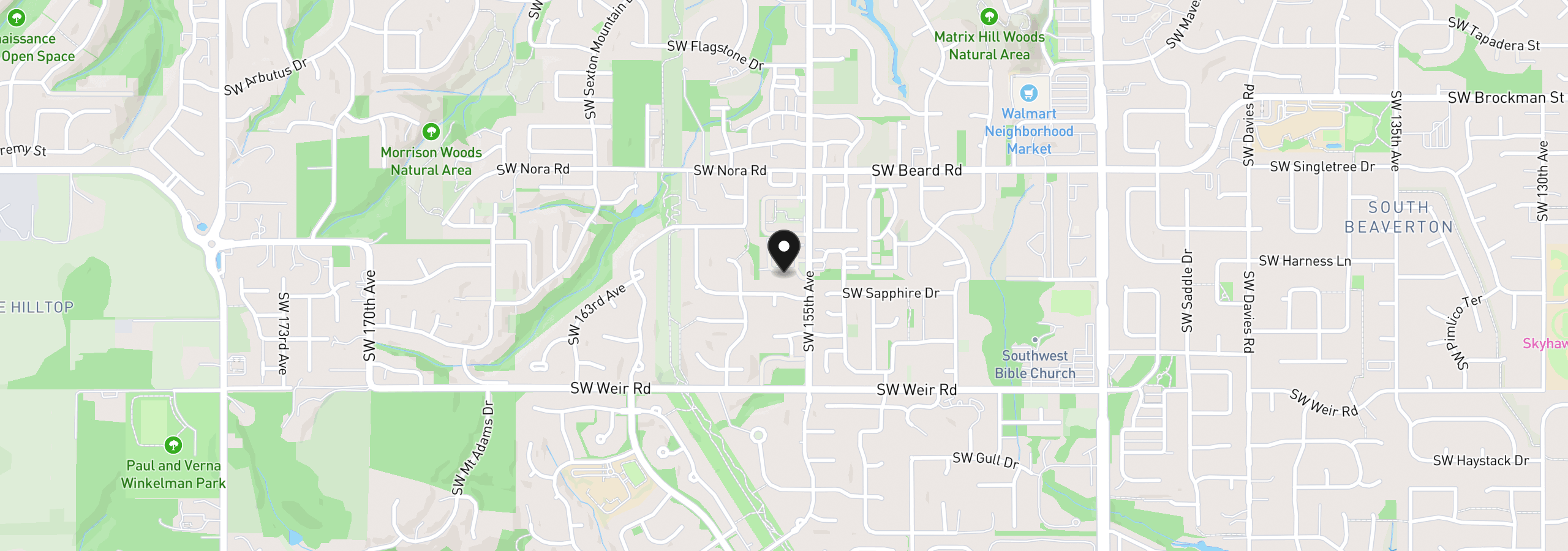 Map showing the location of 15591 SW Stone Ridge Cir, Beaverton, OR 97007
