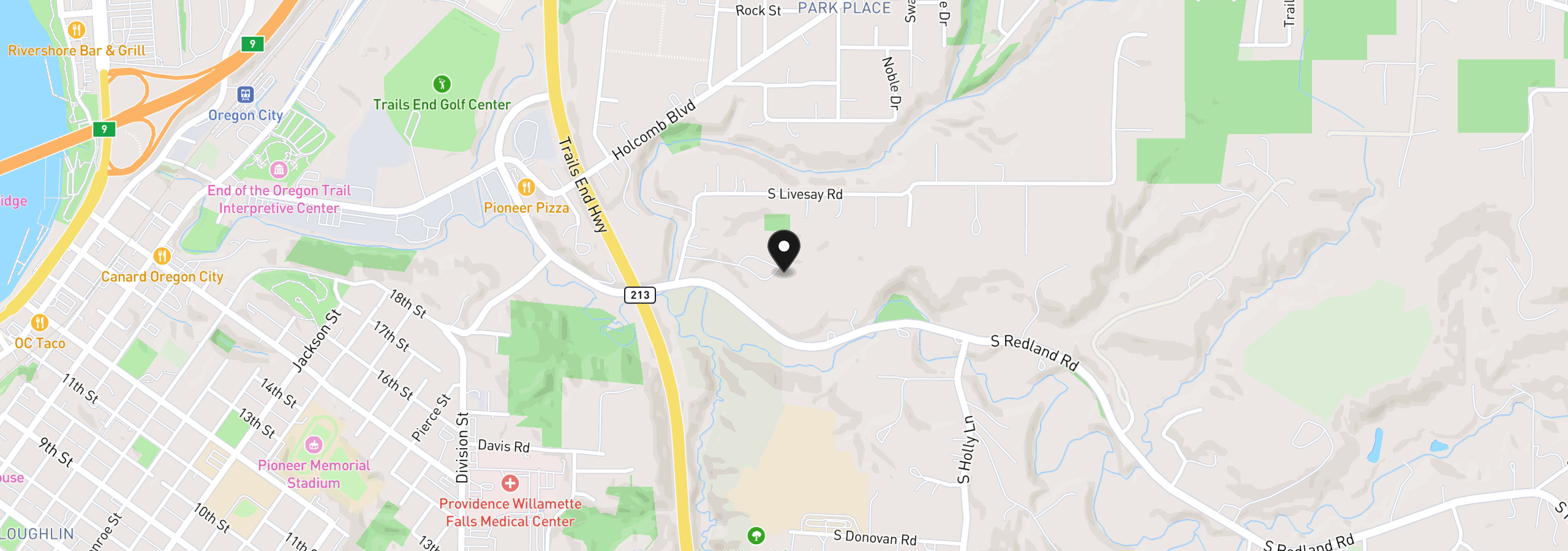 Map showing the location of 16868 S Livesay Rd, Oregon City, OR 97045