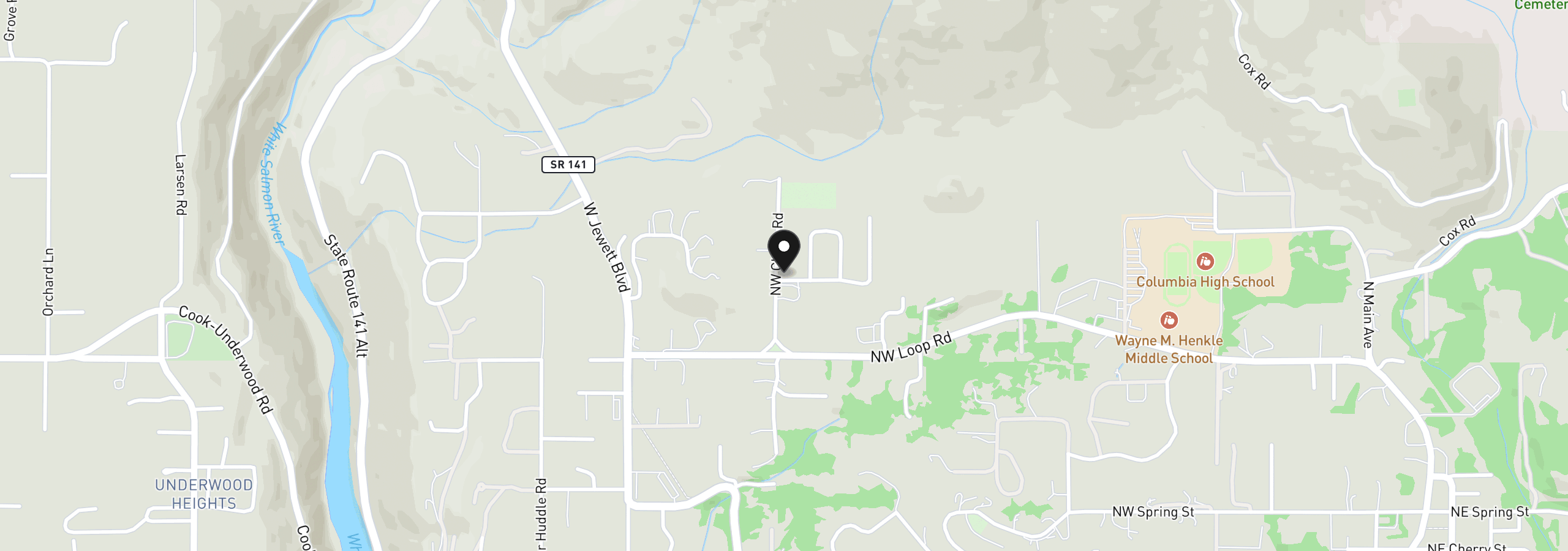 Map showing the location of 1425 NW Childs Rd, White Salmon, Wa 98672