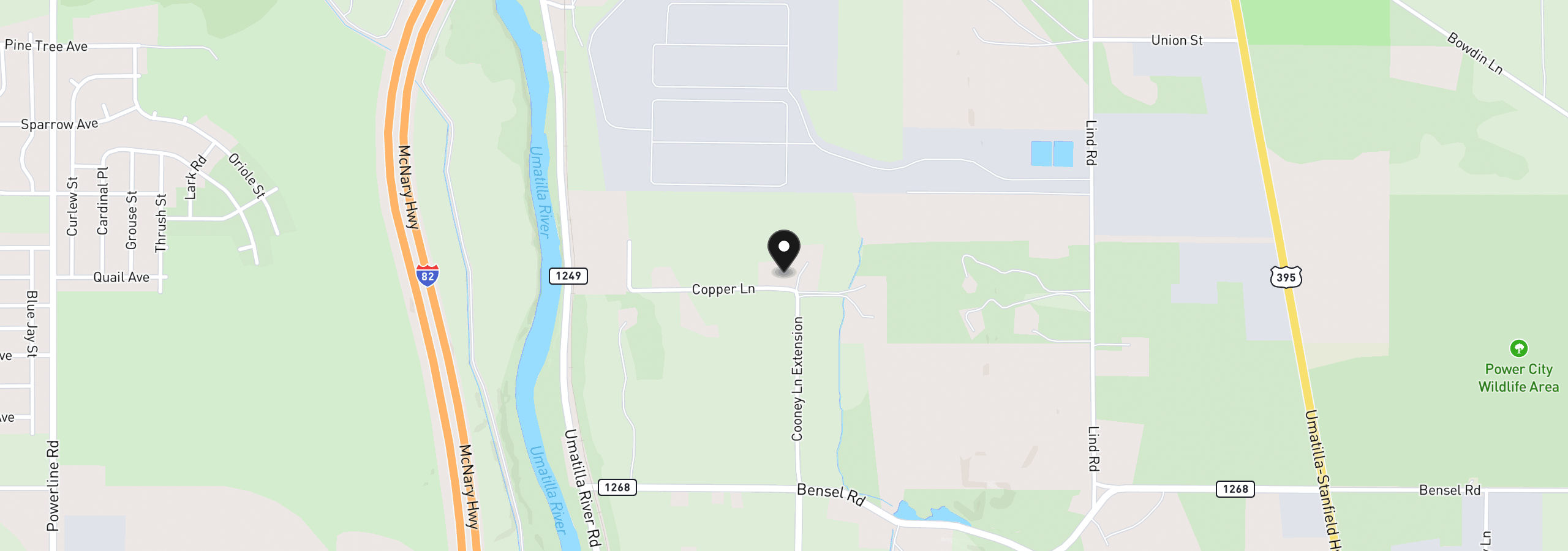 Map showing the location of 30083 Copper. Ln, Hermiston, OR 97838