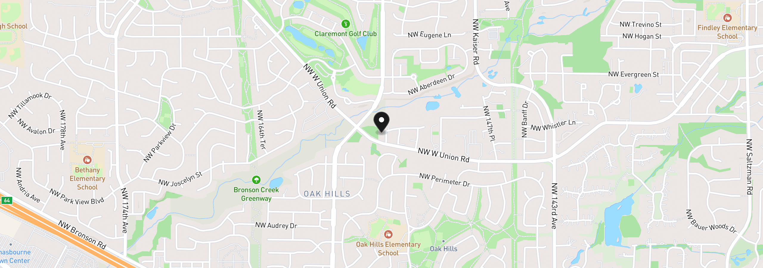 Map showing the location of 15463 NW Dominion Dr, Portland, OR 97229