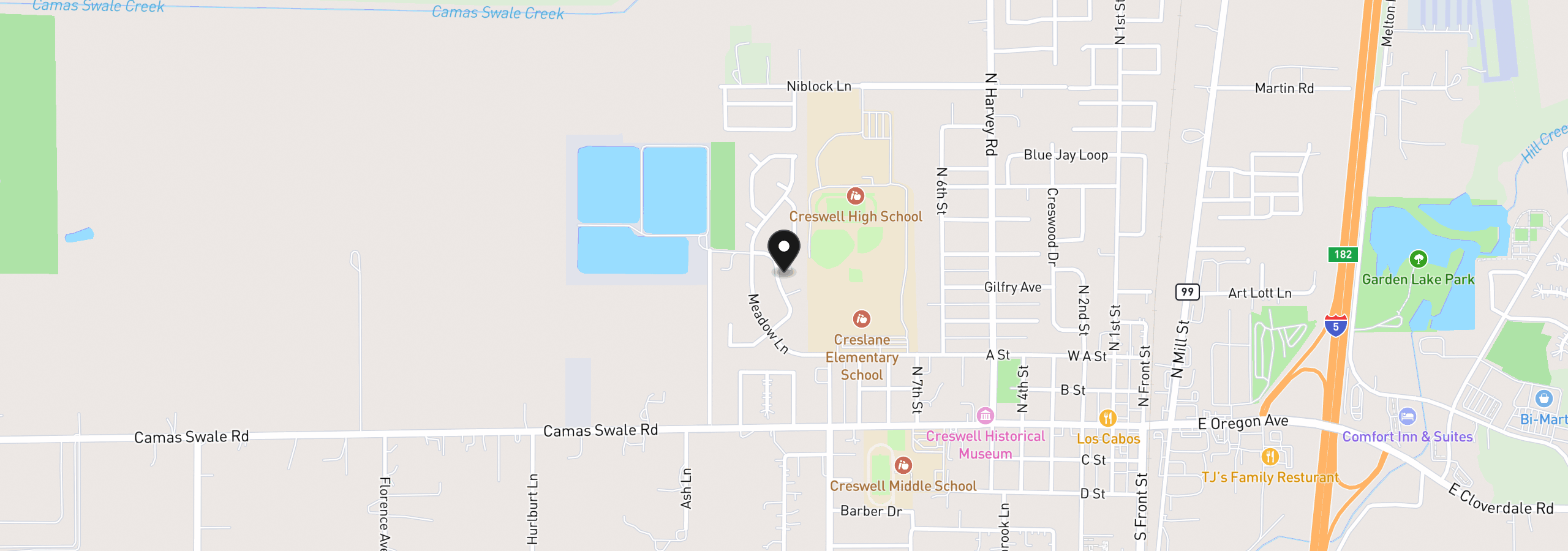 Map showing the location of 1101 Cedar Ct, Creswell, OR 97426