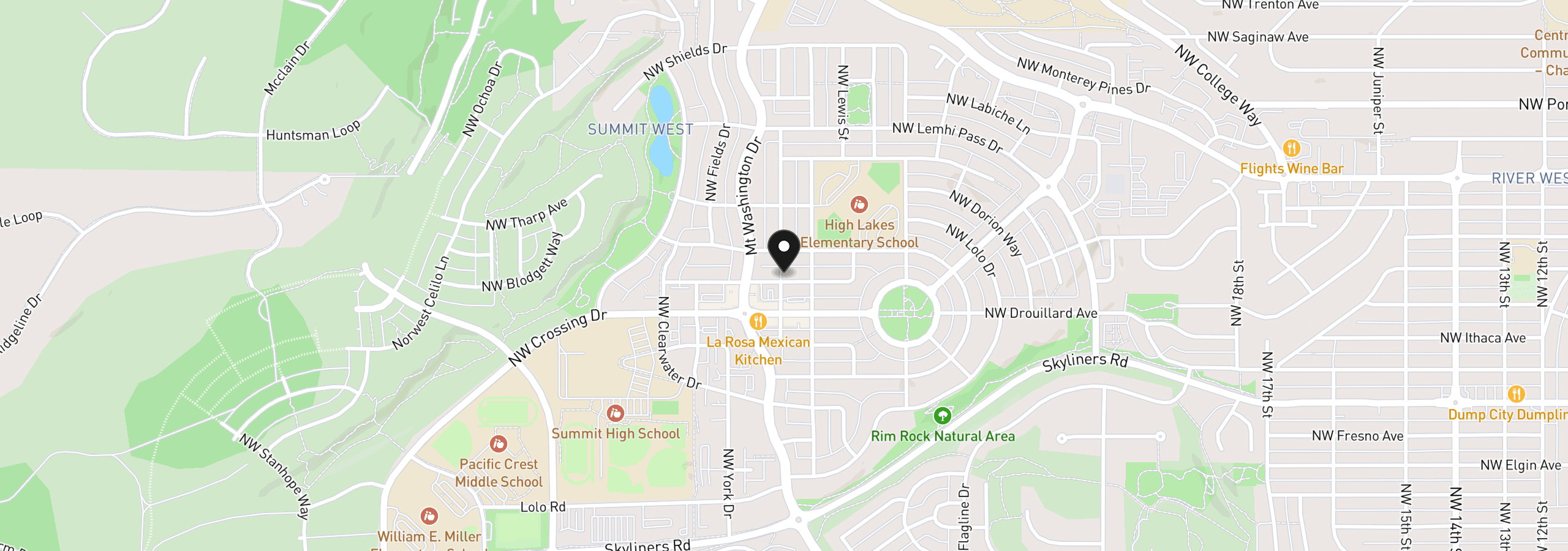 Map showing the location of 2632 NW Ordway Ave, Bend, OR 97703