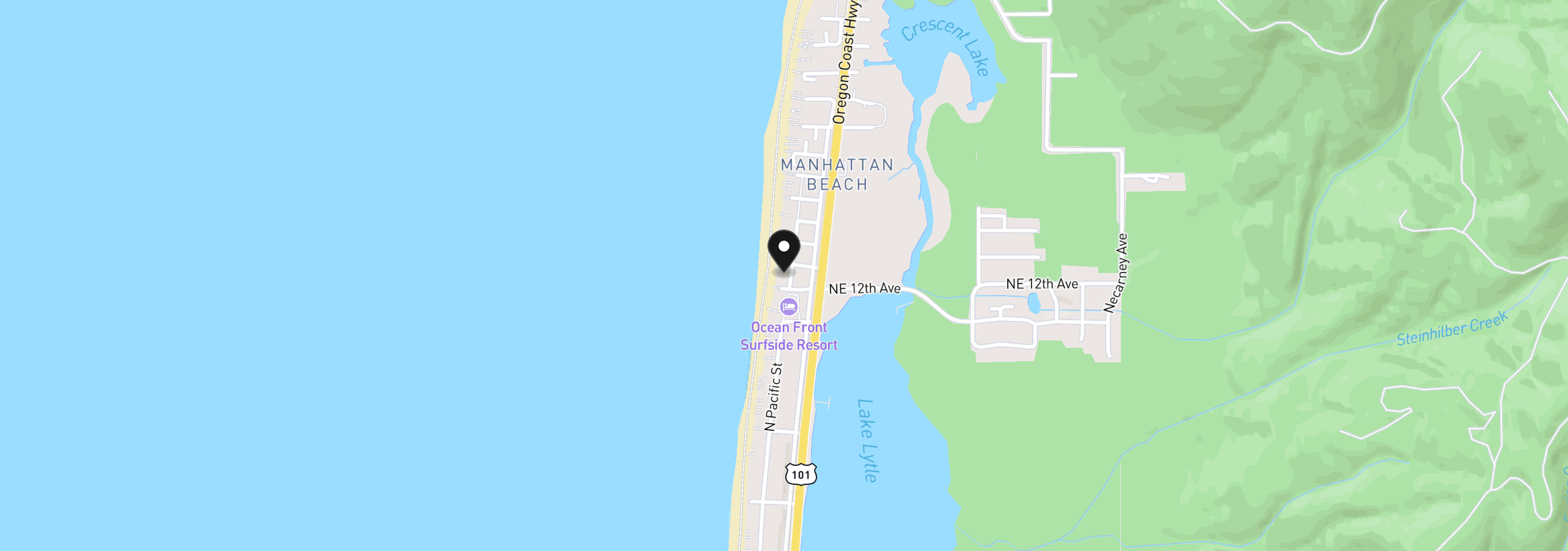 Map showing the location of 1227 N Pacific Ln, Rockaway Beach, OR 97136
