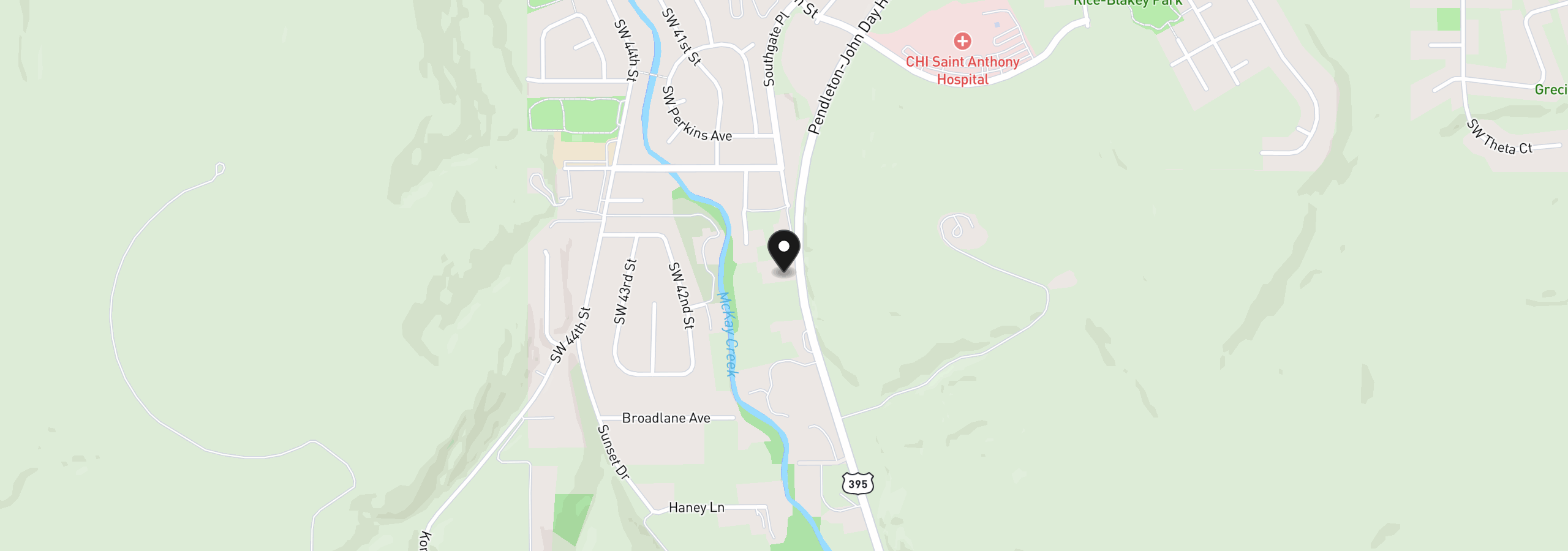 Map showing the location of 1805 Southgate Pl, Pendleton, OR 97801