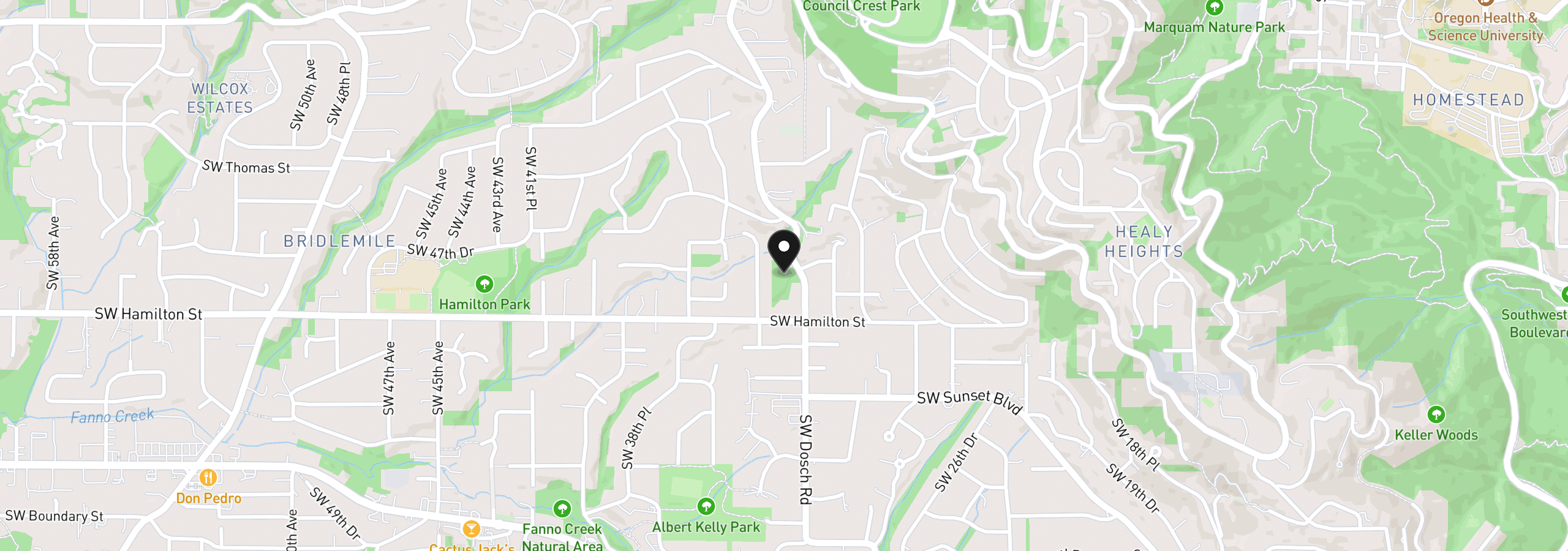 Map showing the location of 4321 SW Dosch Rd, Portland, OR 97239