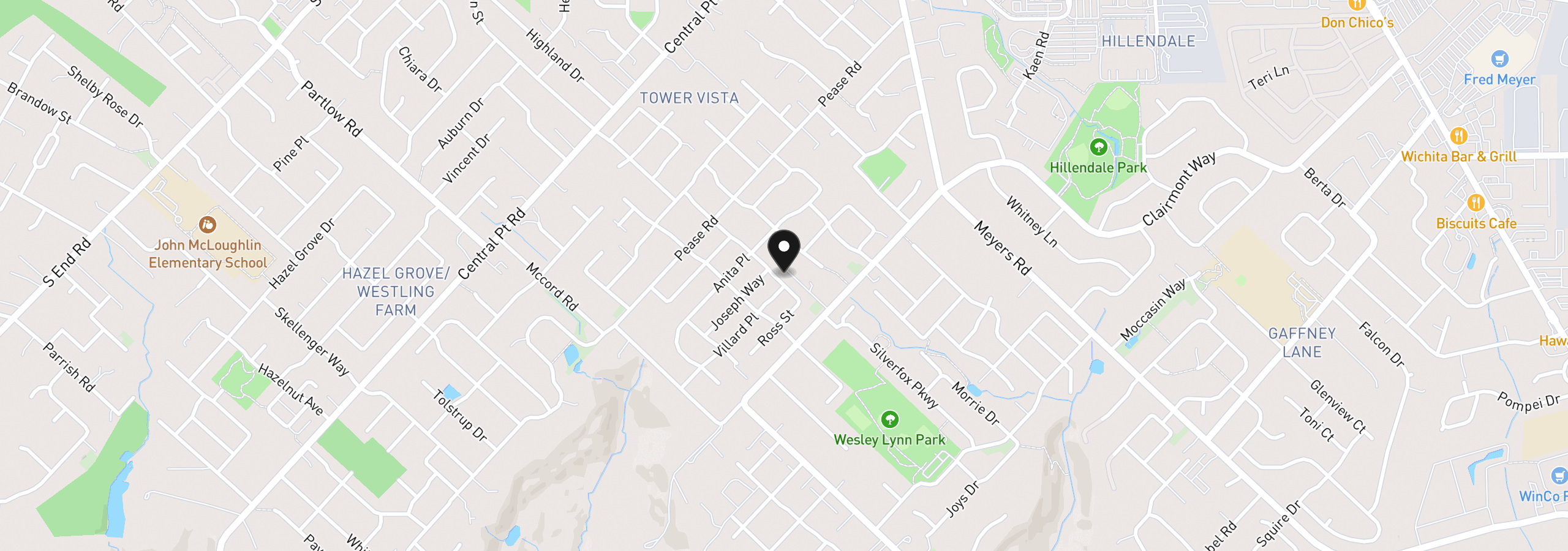Map showing the location of 19280 Friars Ln, Oregon City, OR 97045