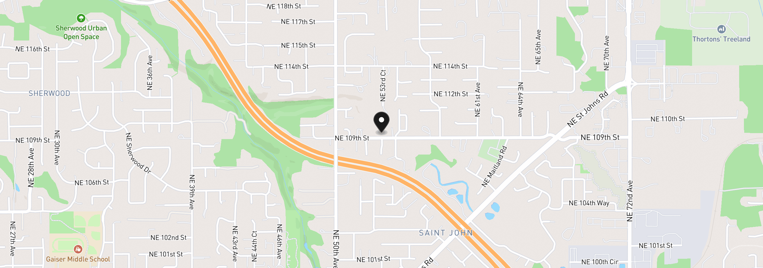 Map showing the location of 5312 NE 109th St, Vancouver, Wa 98686