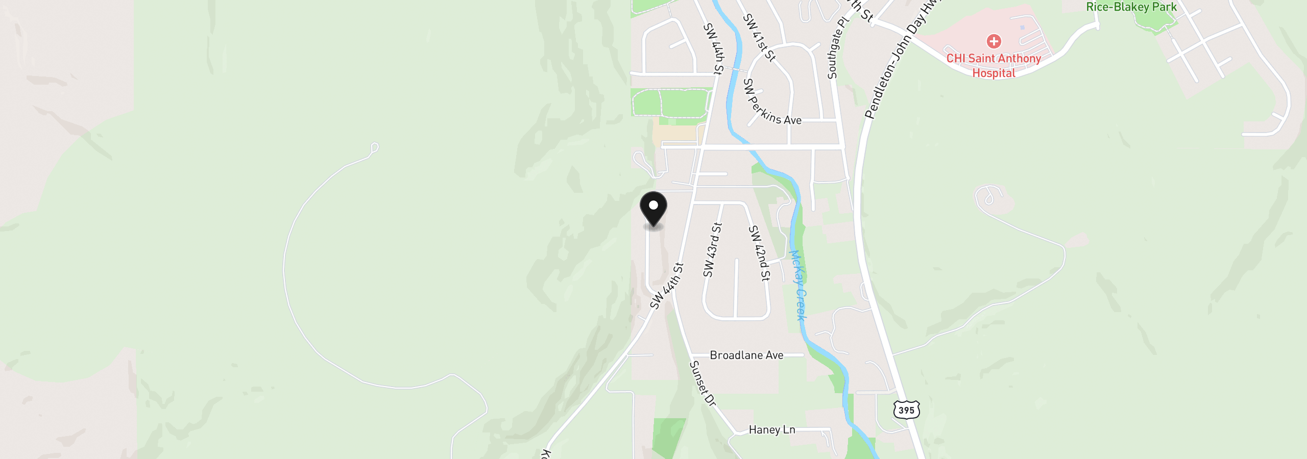 Map showing the location of 1814 SW 45th St, Pendleton, OR 97801