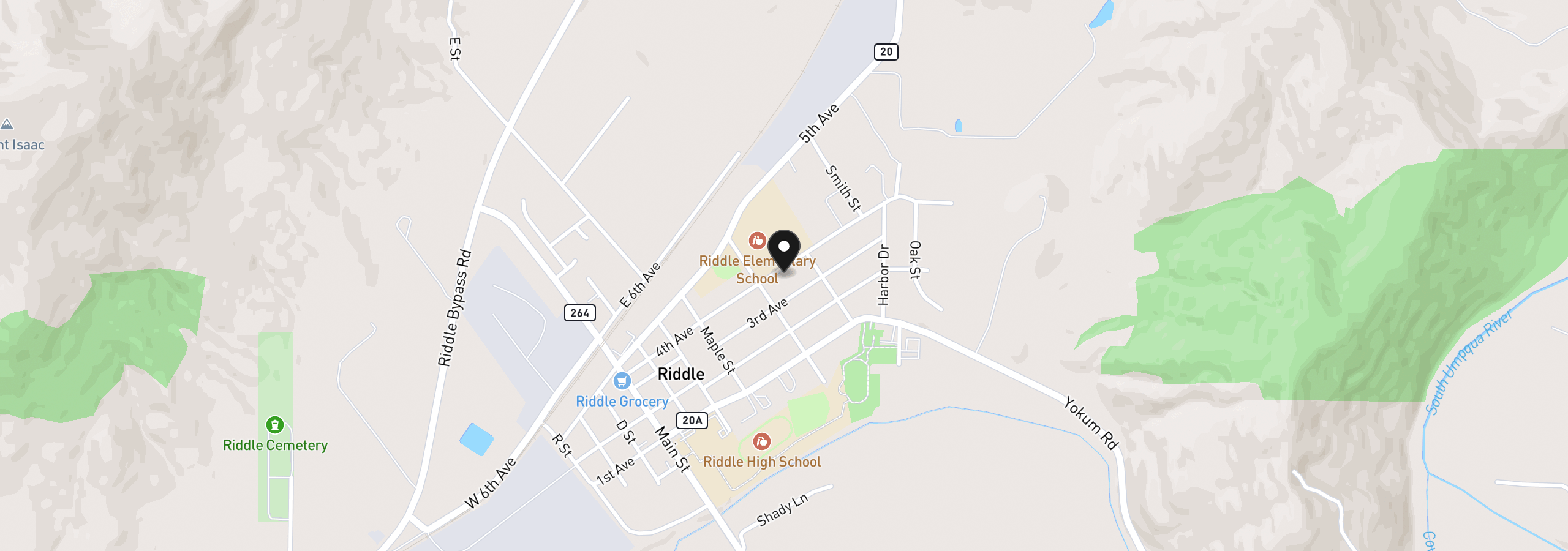 Map showing the location of 545 E 4th Ave, Riddle, OR 97469