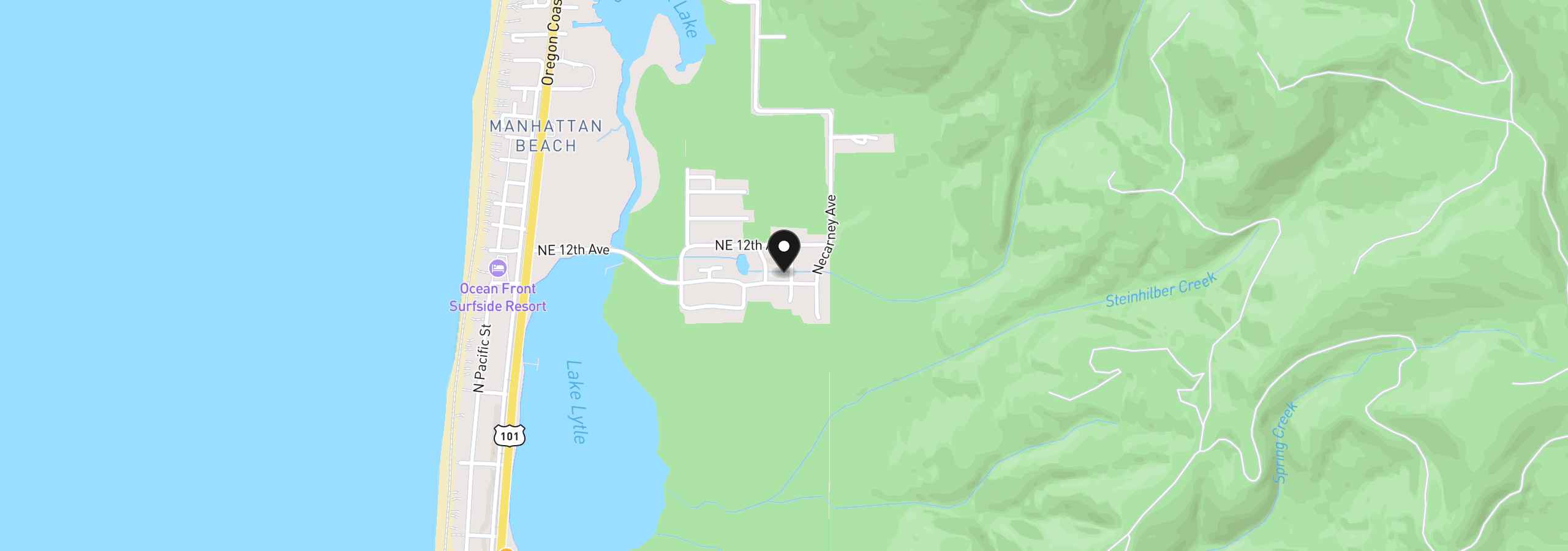 Map showing the location of 1185 NE Francis St, Rockaway Beach, OR 97136