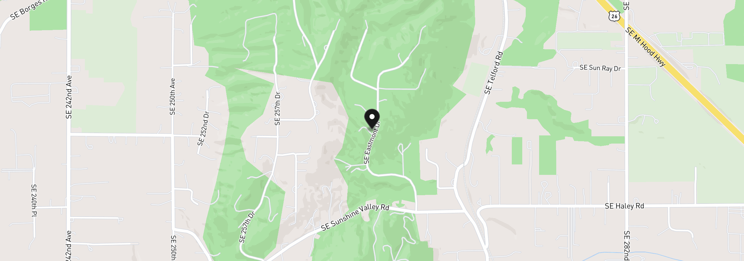 Map showing the location of 10321 SE Eastmont Dr, Damascus, OR 97089