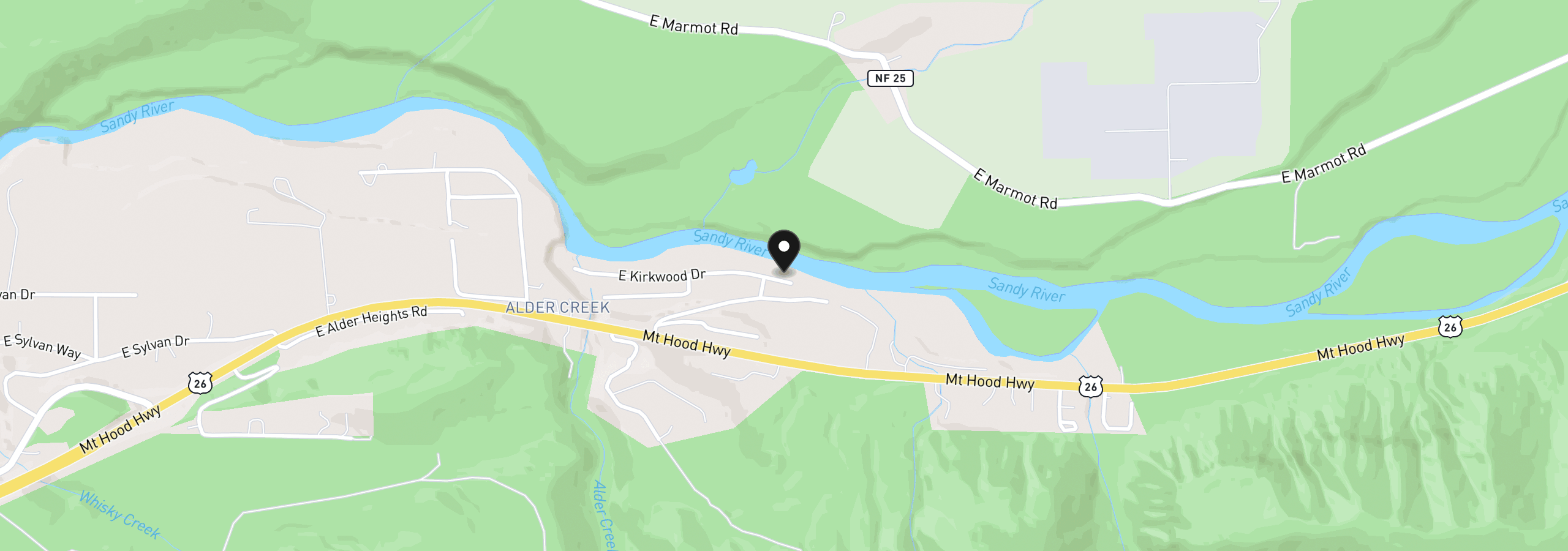 Map showing the location of 55505 SE White Cap Ln, Sandy, OR 97055