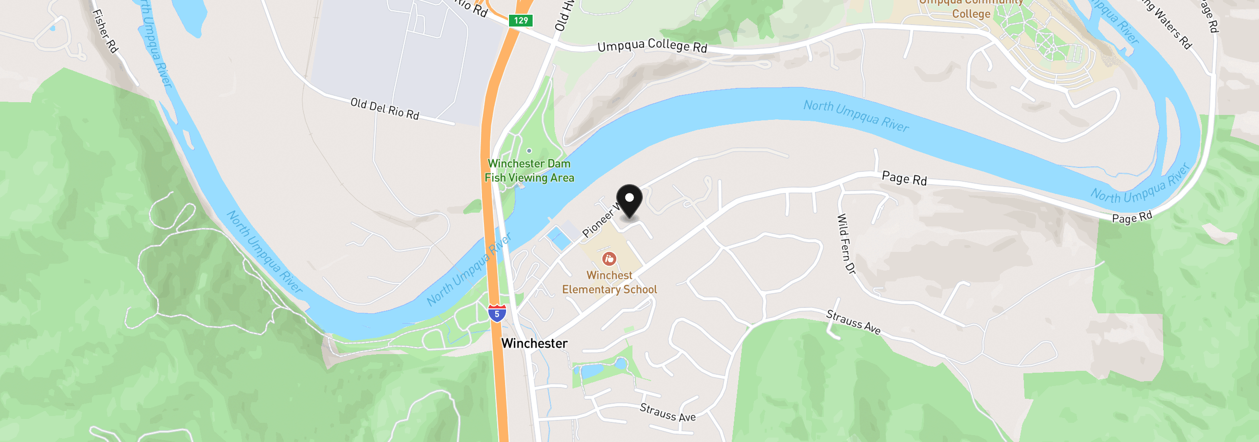 Map showing the location of 170 Hurricane Ln, Winchester, OR 97495