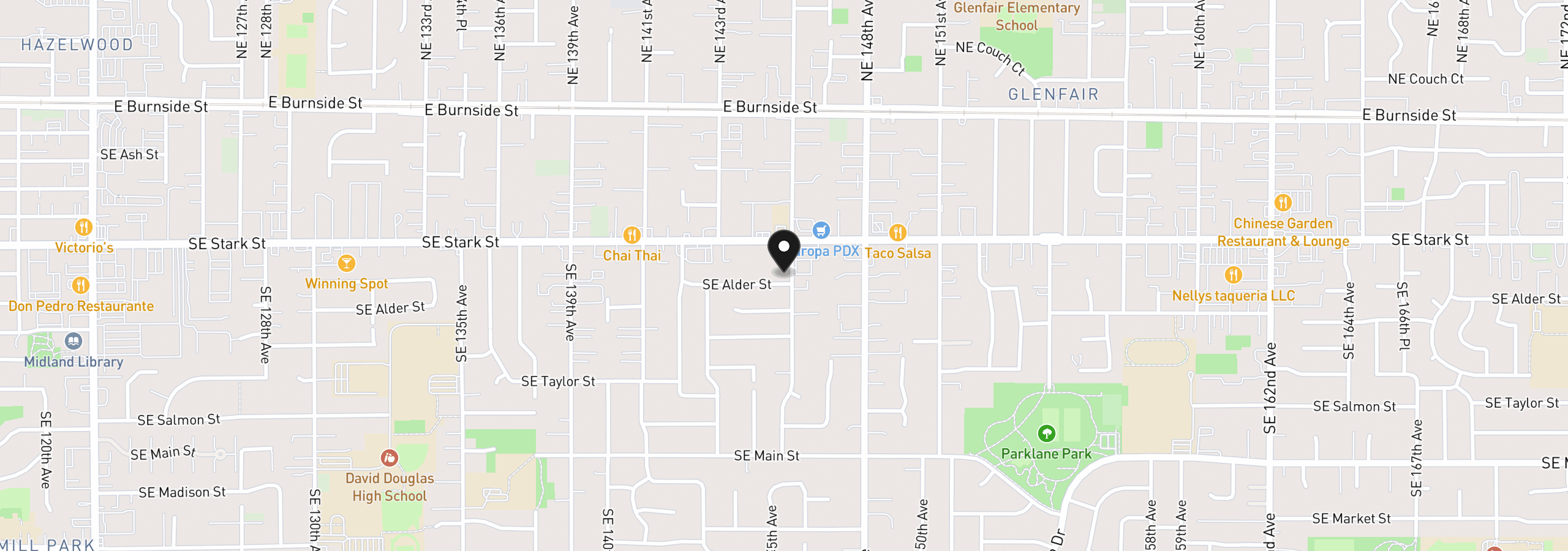 Map showing the location of 611 SE 146th Ave, Portland, OR 97233