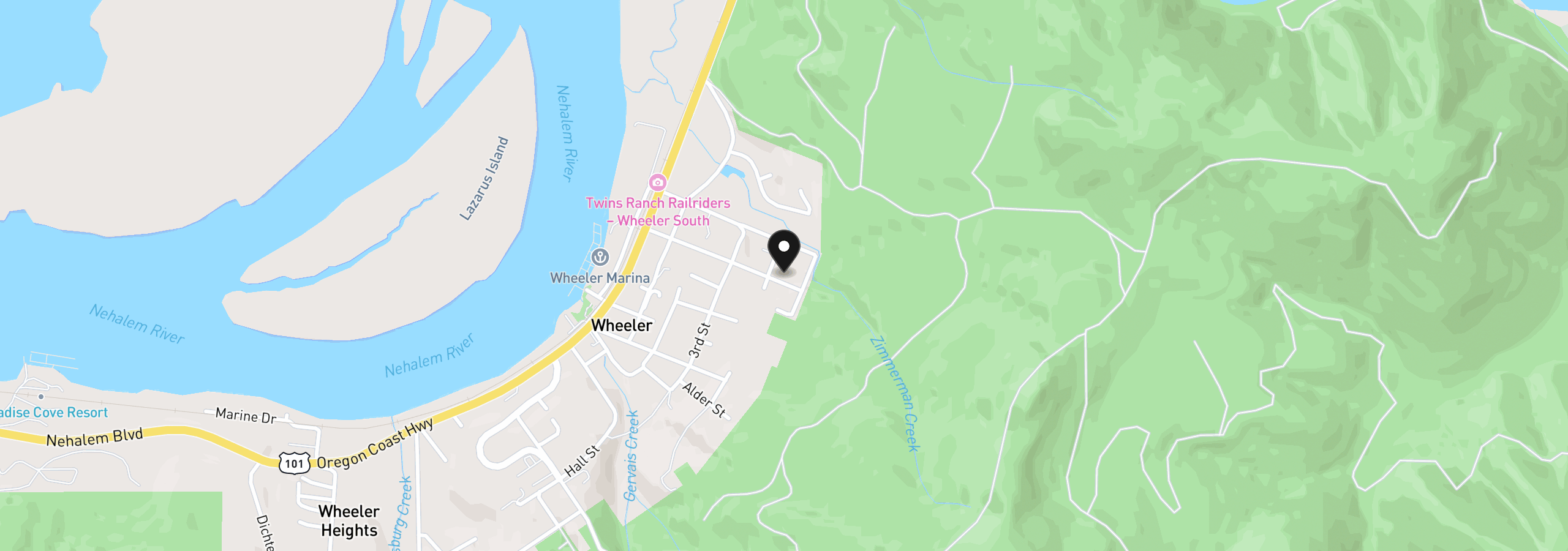 Map showing the location of 447 Spruce St, Wheeler, OR 97147