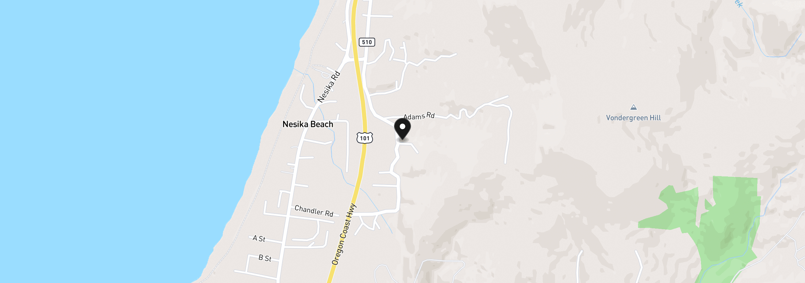 Map showing the location of Hillside Acres Rd, Gold Beach, OR 97444
