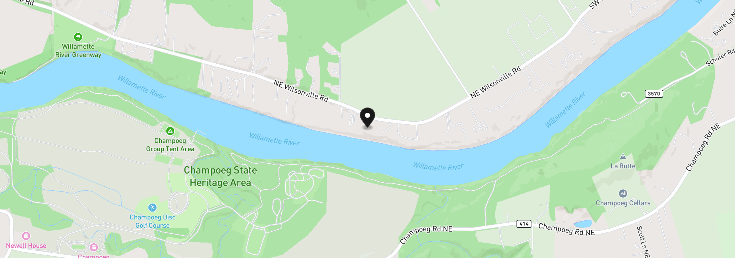 Map showing the location of 35720 NE Wilsonville Rd, Newberg, OR 97132