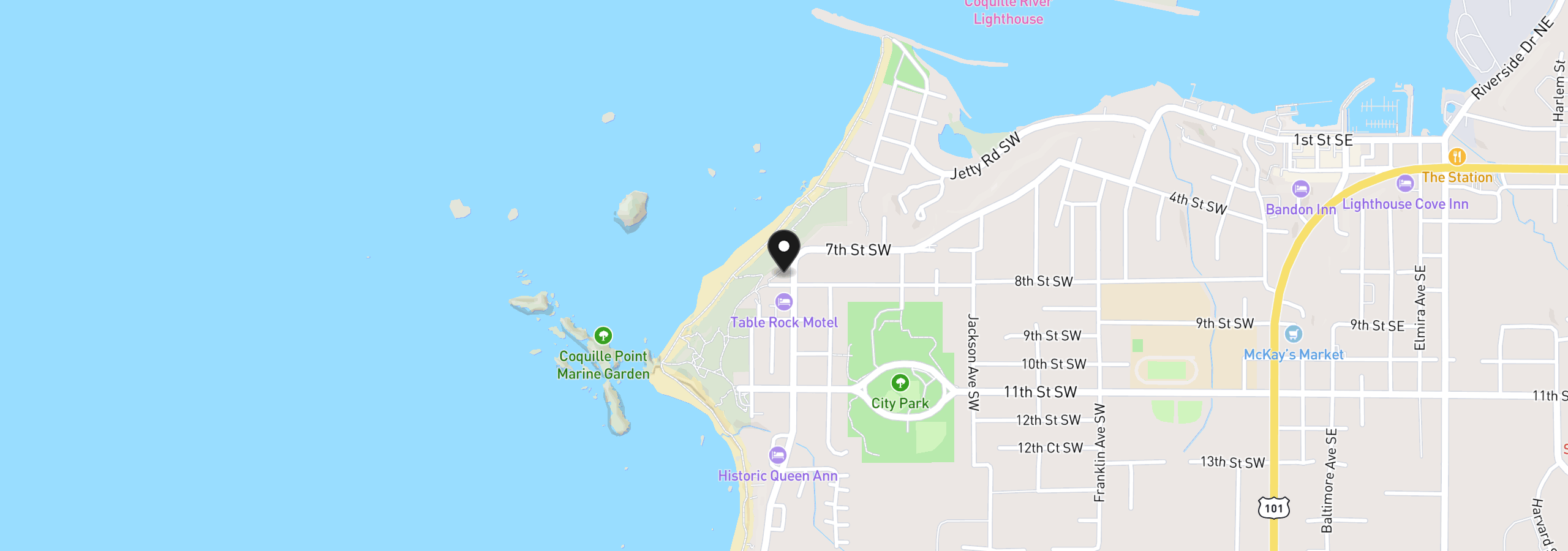 Map showing the location of 750 Beach Loop Dr, Bandon, OR 97411