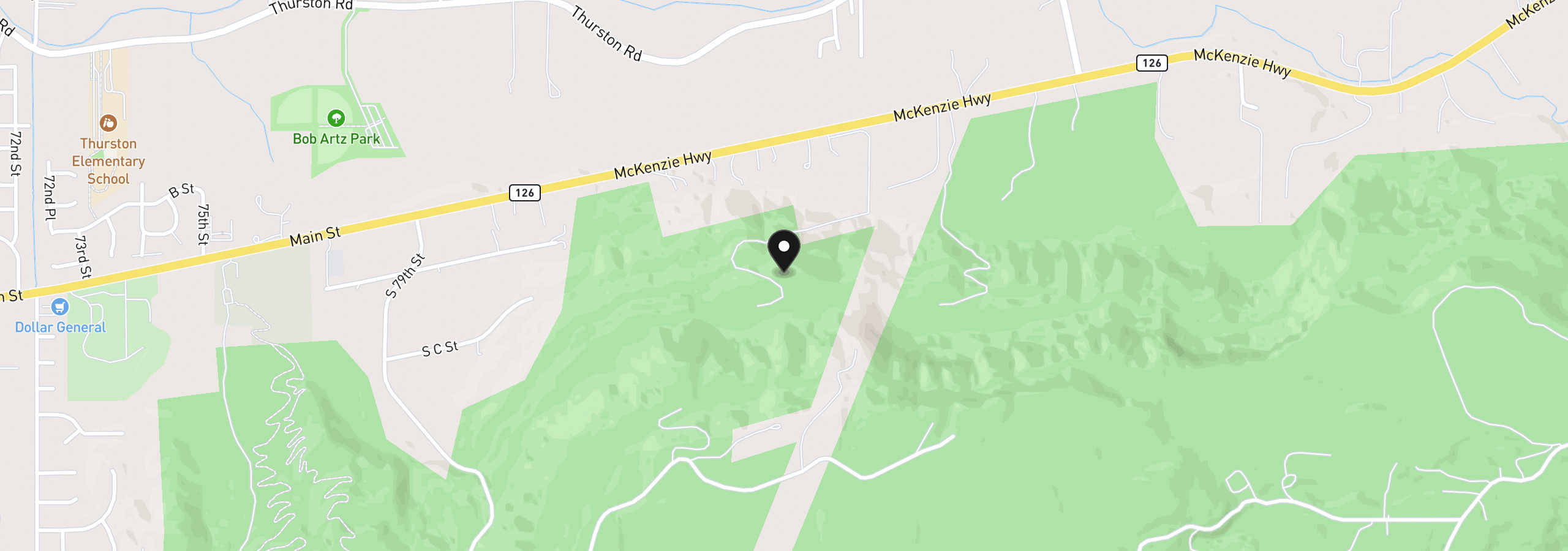 Map showing the location of 8563 McKenzie Hwy, Springfield, OR 97478