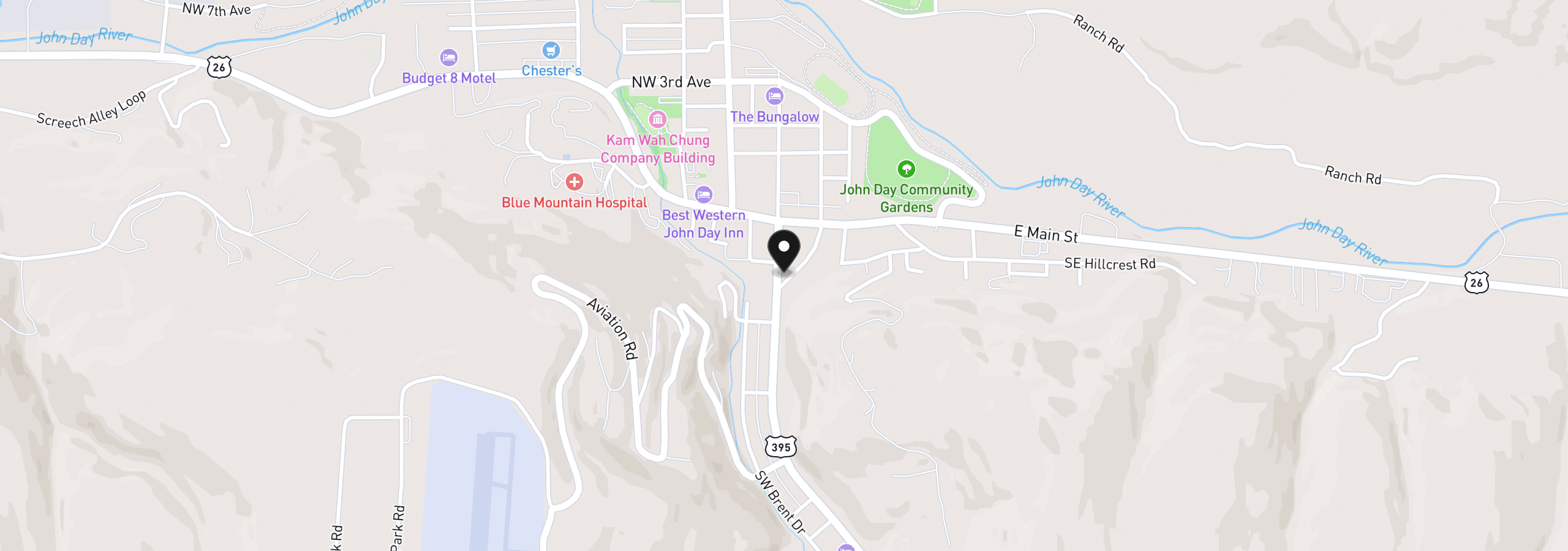 Map showing the location of 234 S Canyon Blvd 1190, John Day, OR 97845