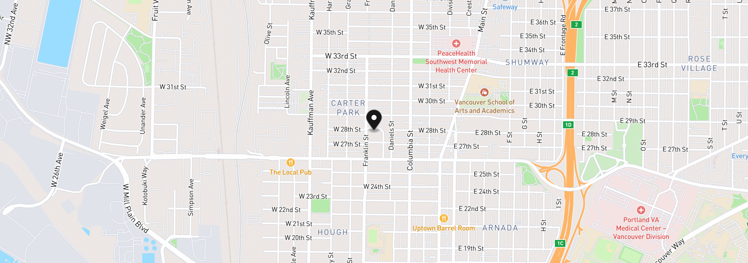 Map showing the location of 511 W 28th St, Vancouver, Wa 98660