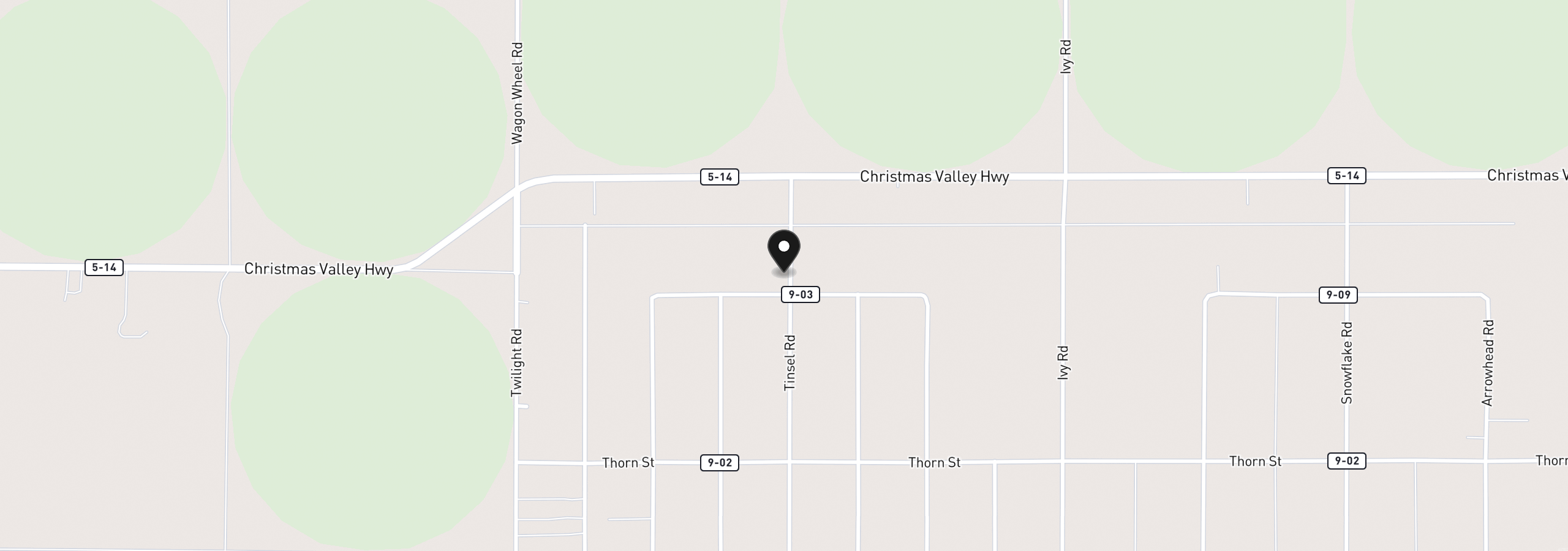 Map showing the location of Tinsel Rd 2600, Christmas Valley, OR 97641