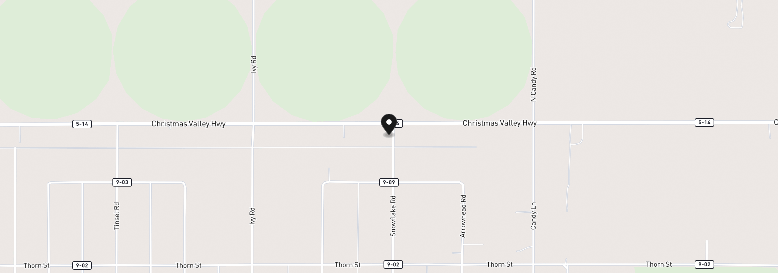 Map showing the location of 57250 Snowflake Rd, Christmas Valley, OR 97641